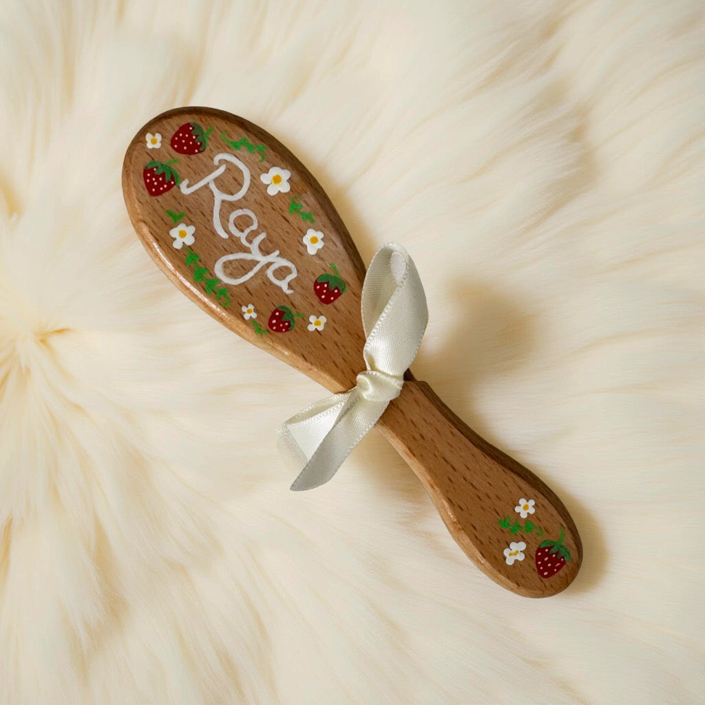 Hand painted baby hairbrush