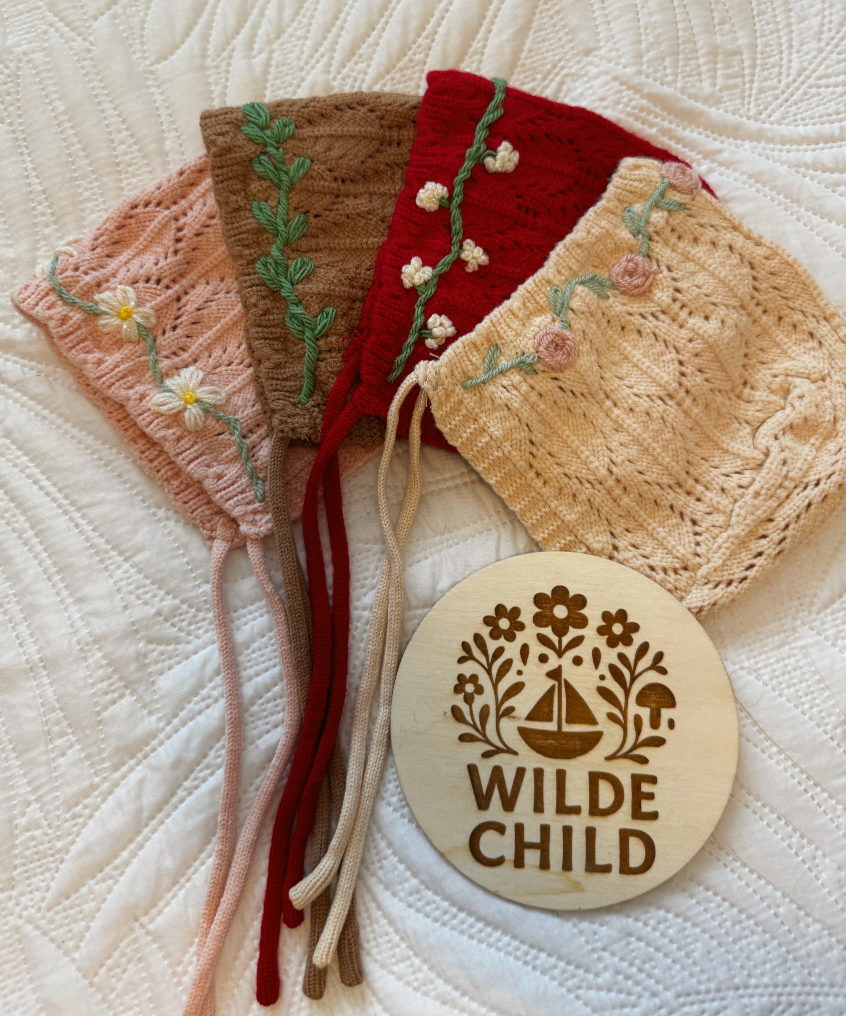 Hand embroidered bonnets