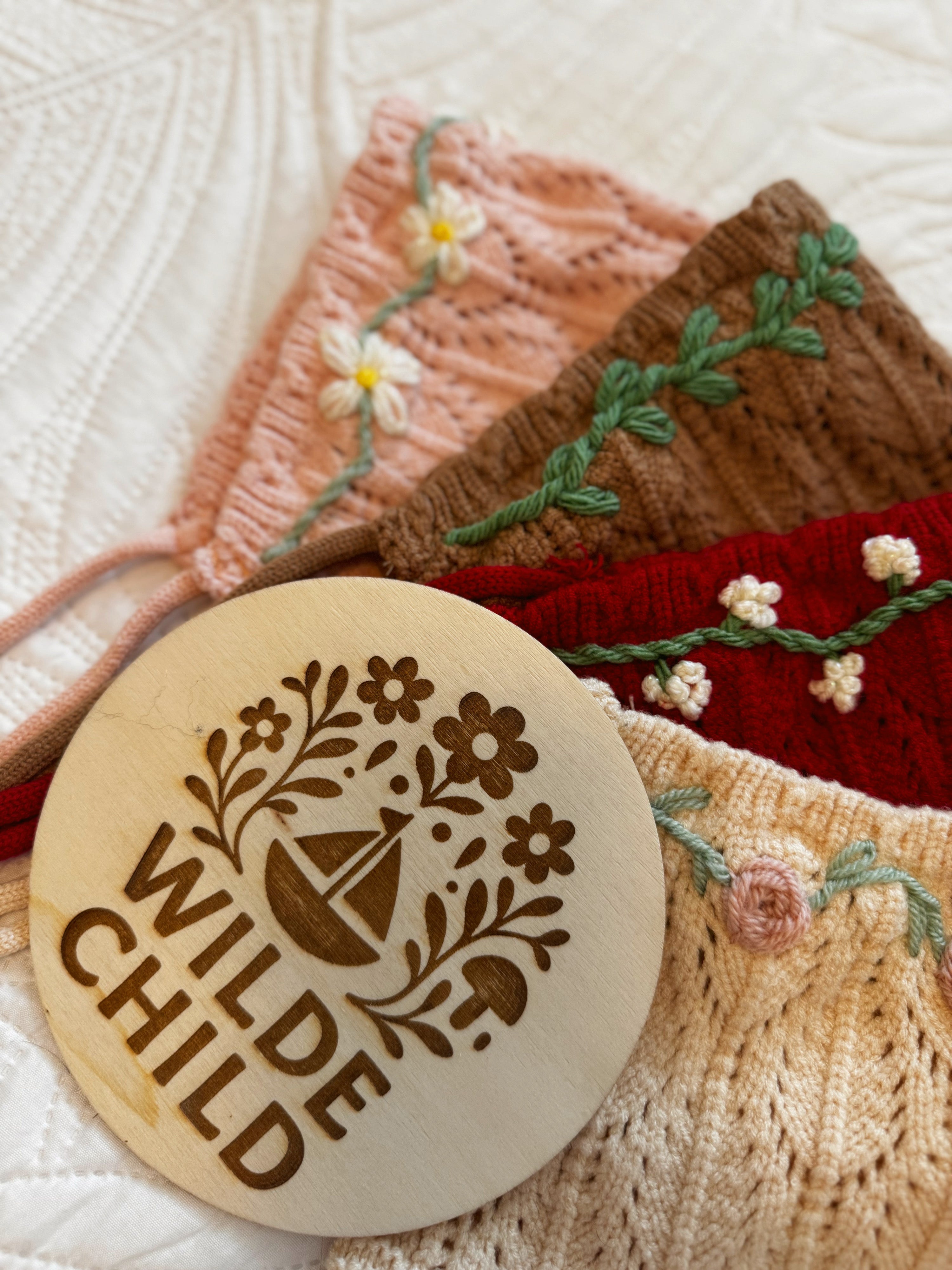 Hand embroidered bonnets