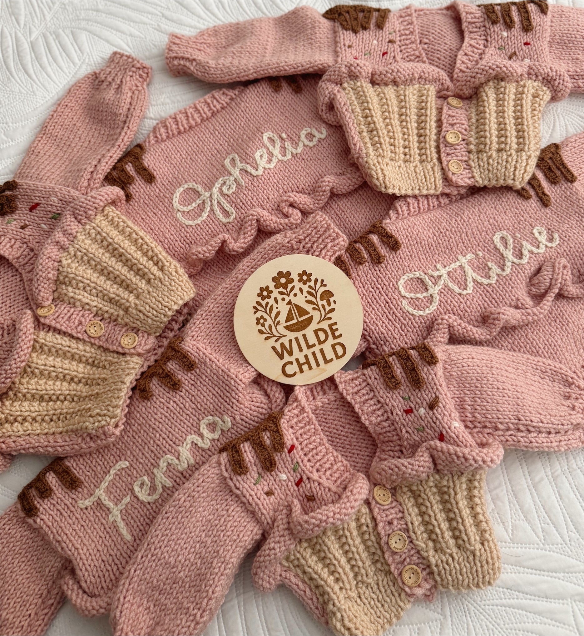 Personalised Cupcake Cardigans- Hand knit